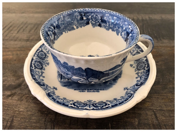 Country Blue Vintage Teacup & Saucer