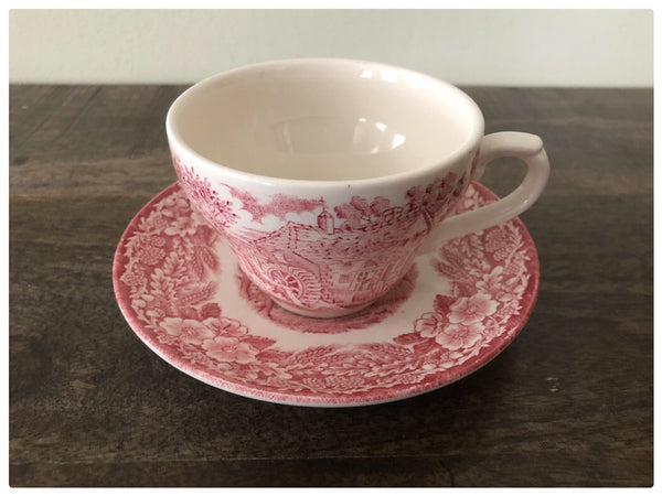 Farm Red Vintage Teacup & Saucer
