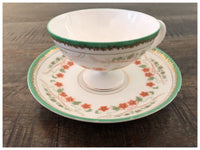 Coral Flower Vintage Teacup & Saucer