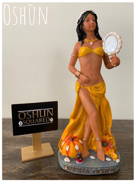 Orisa Oshun Statue with mirror | Estatua de Orisa Oshun con espejo