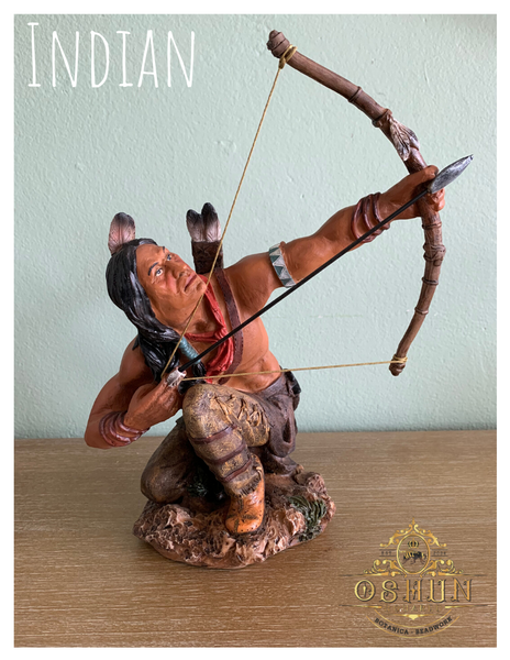 Indian w| Bow & Arrow Kneeling Statue | Estatua de El Indio con Arco y Flecha Arrodillado