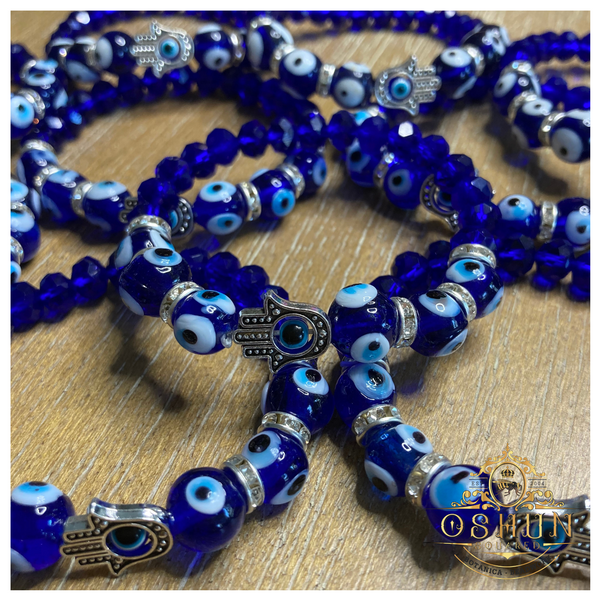 Gemstone Beaded Bracelet Amulet Protection Blue Evil Eye Bracelet Spir –  Astral Myth