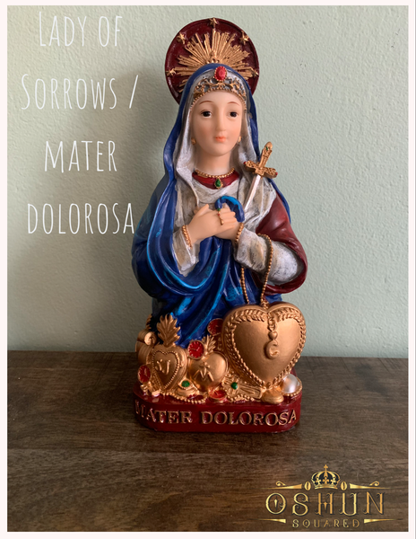 Our Lady of Sorrows Statue - Blue | Estatua de La Virgen Dolorosa
